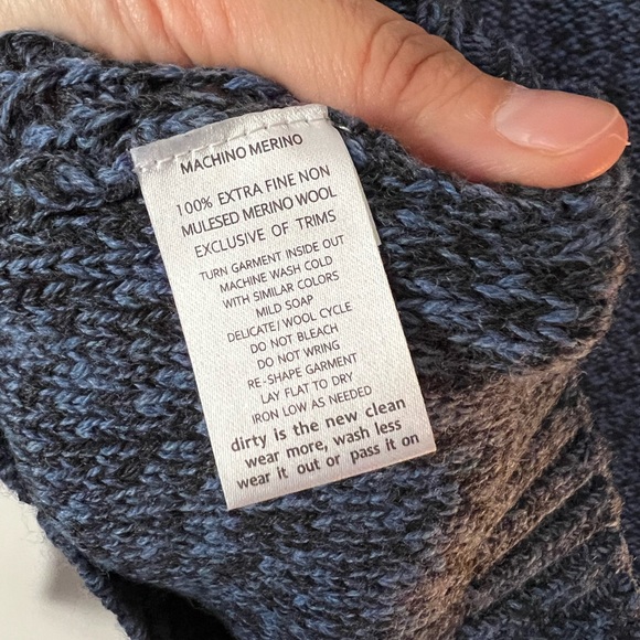 Toad&Co Blue and Grey 100% Merino Wool Mock Turtleneck Sweater W Size SM - Picture 4 of 5